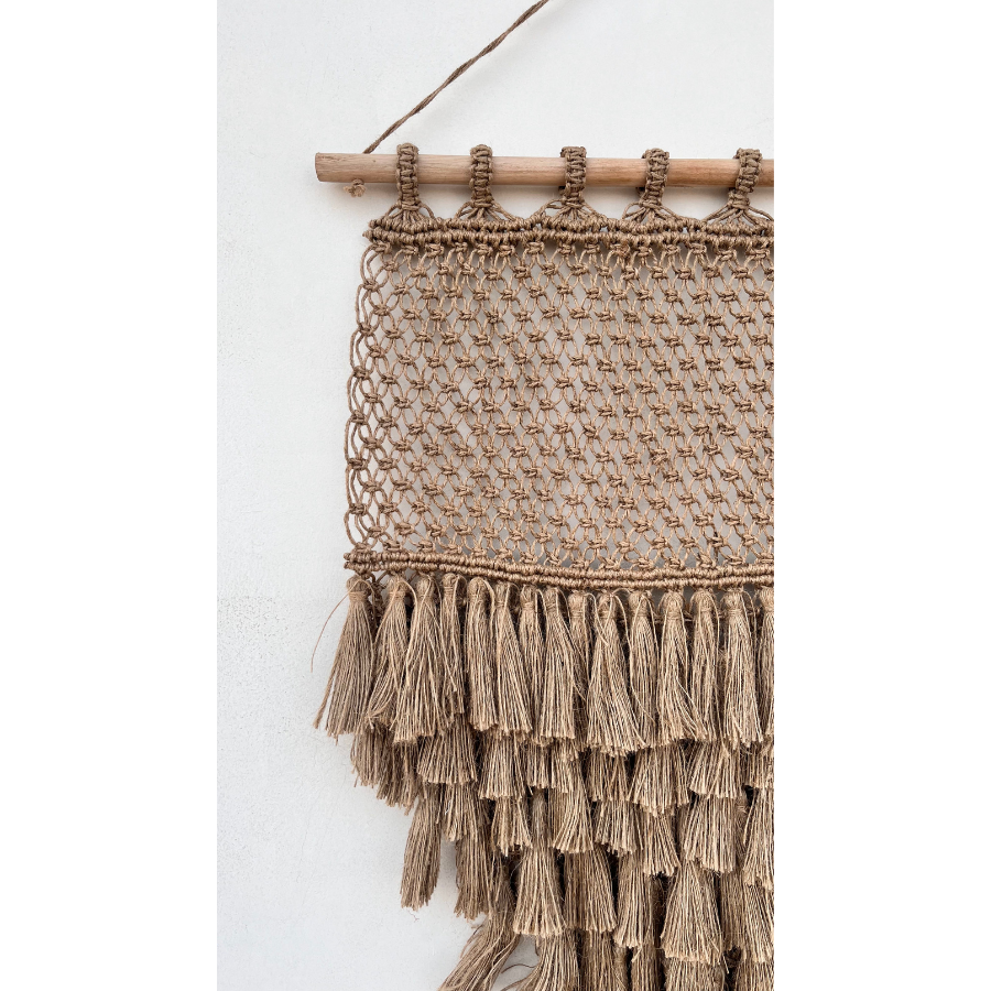 Dilli Handcrafted Macramé Wall Hanging with Jute Fringes