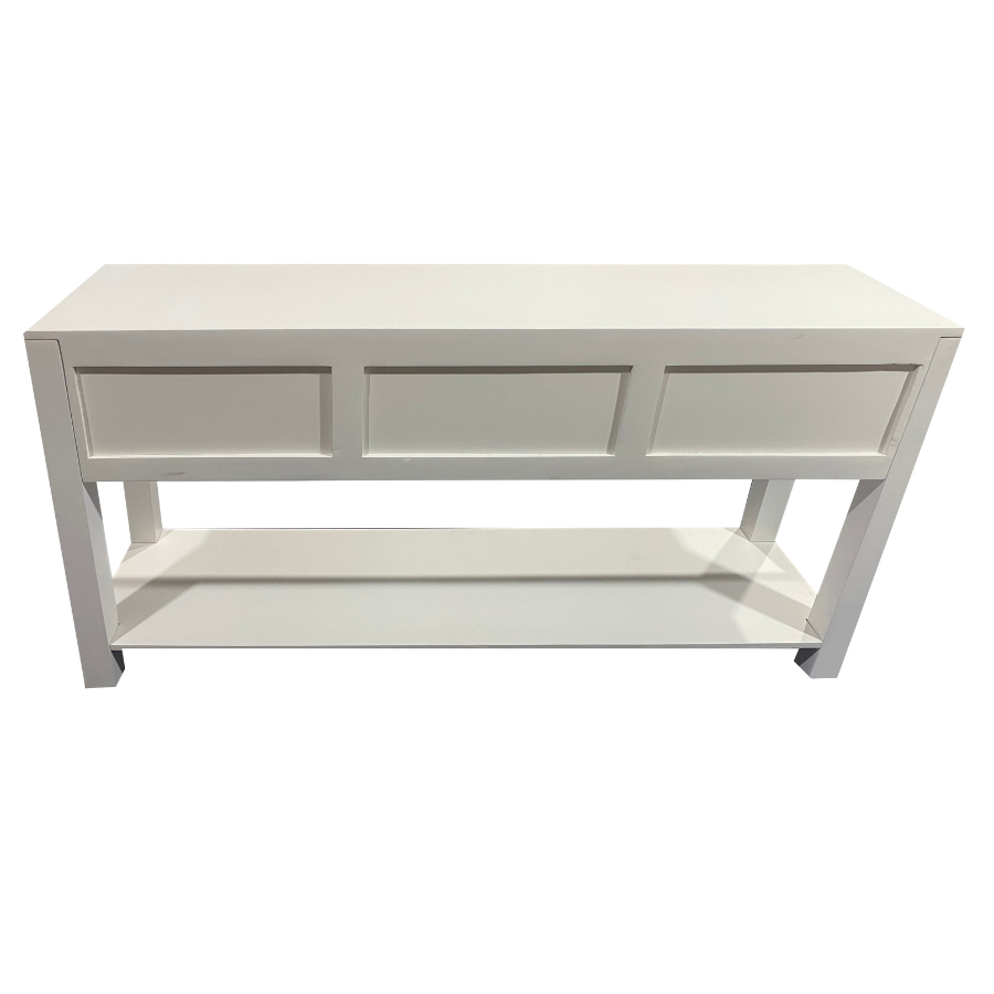 Byron White Mango Wood & Rattan Console Table with 3 Drawers - 150cm