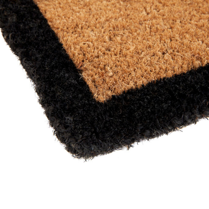 Four Corners Black Border and Natural Coir Doormat