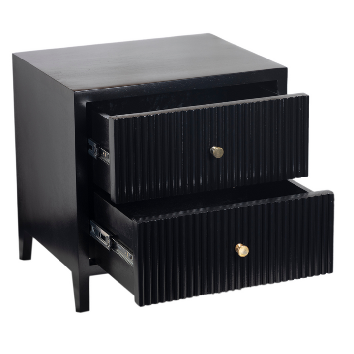 Frazer Black Bedside Table with 2 Drawers