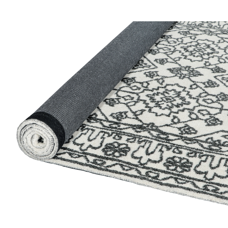 Neel Ivory and Black 100% Wool Rug