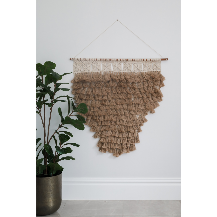 Ringmo Handcrafted Macramé Wall Hanging with Jute Fringes