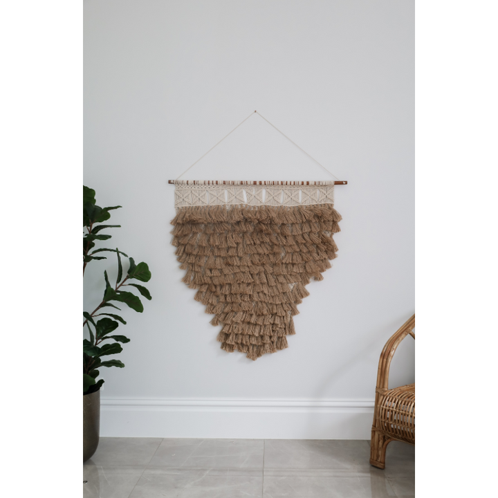 Ringmo Handcrafted Macramé Wall Hanging with Jute Fringes