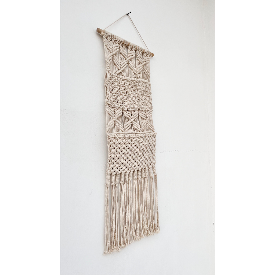 Brong Macramé Wall Hanging Book Holder with Dual Pockets