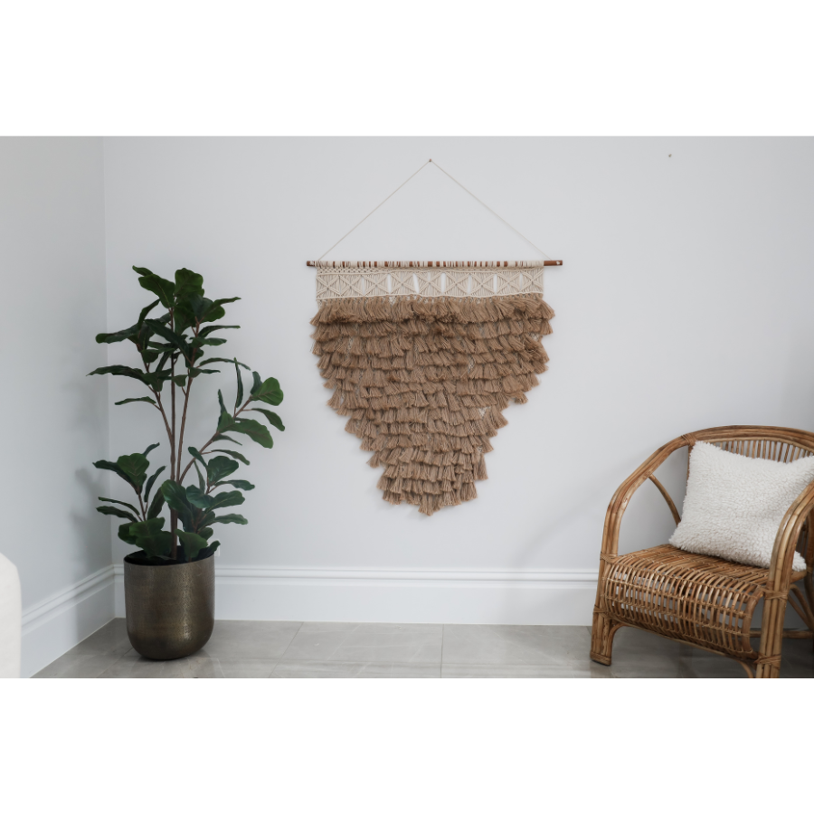 Ringmo Handcrafted Macramé Wall Hanging with Jute Fringes