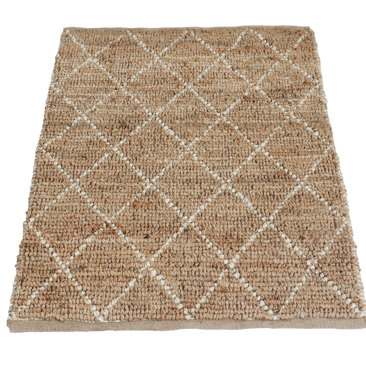 Anant White and Natural Diamond Jute Rug