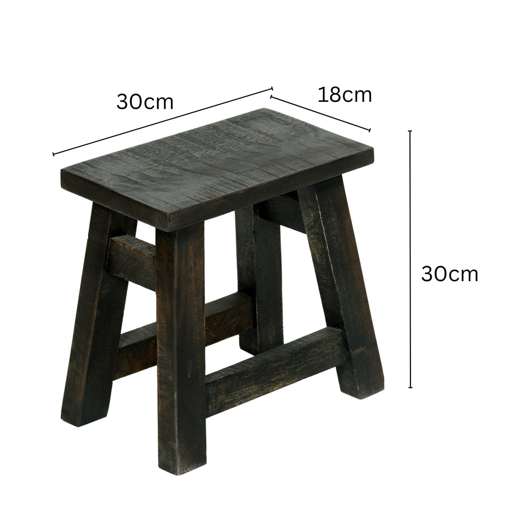 Apurva Black Finish Wood Accent Stool