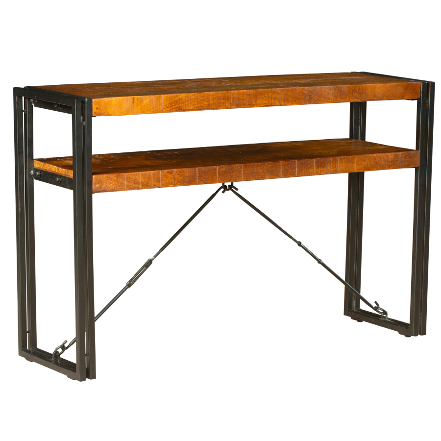 Astra 2 Shelves Mango Wood Industrial Console Table