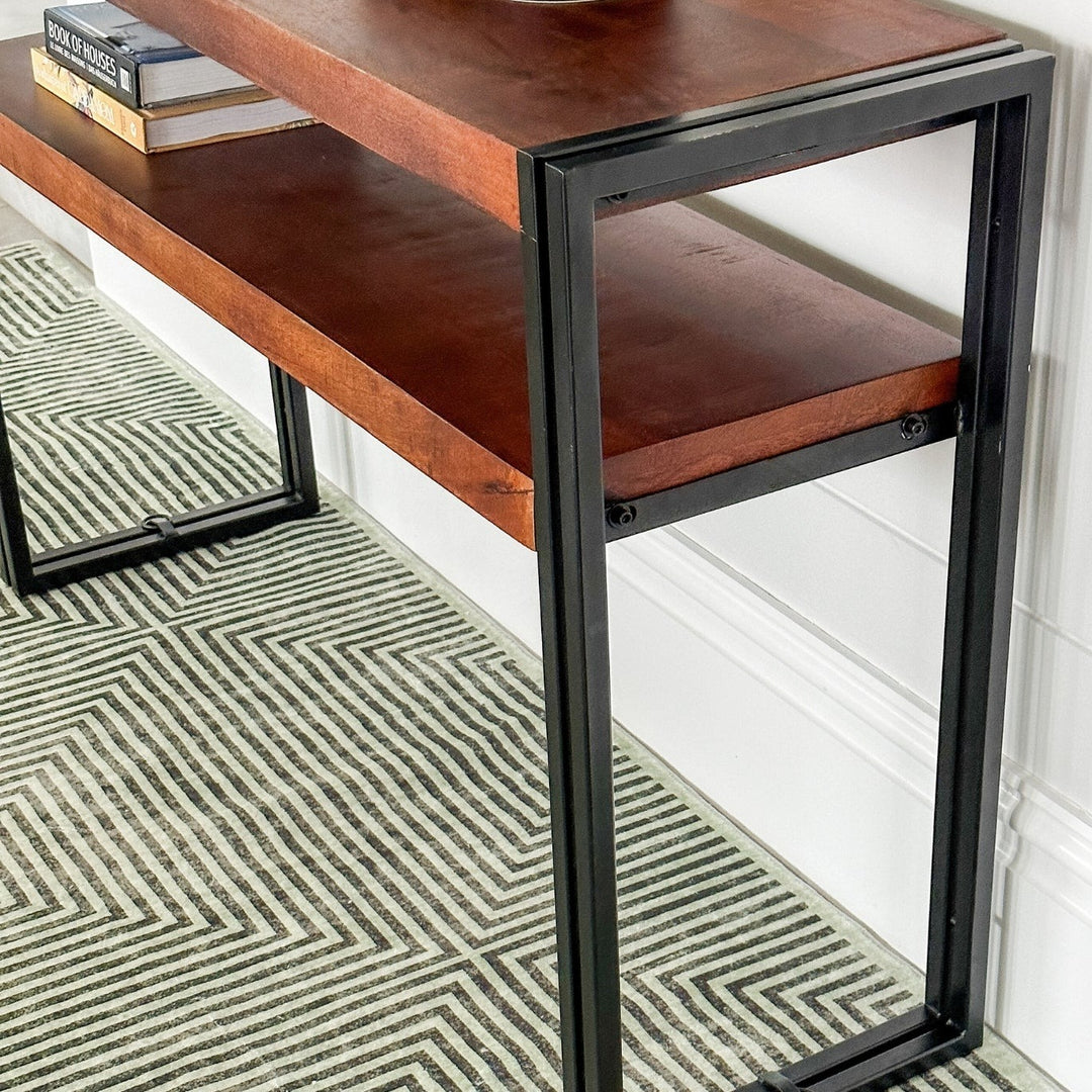 Astra 2 Shelves Mango Wood Industrial Console Table