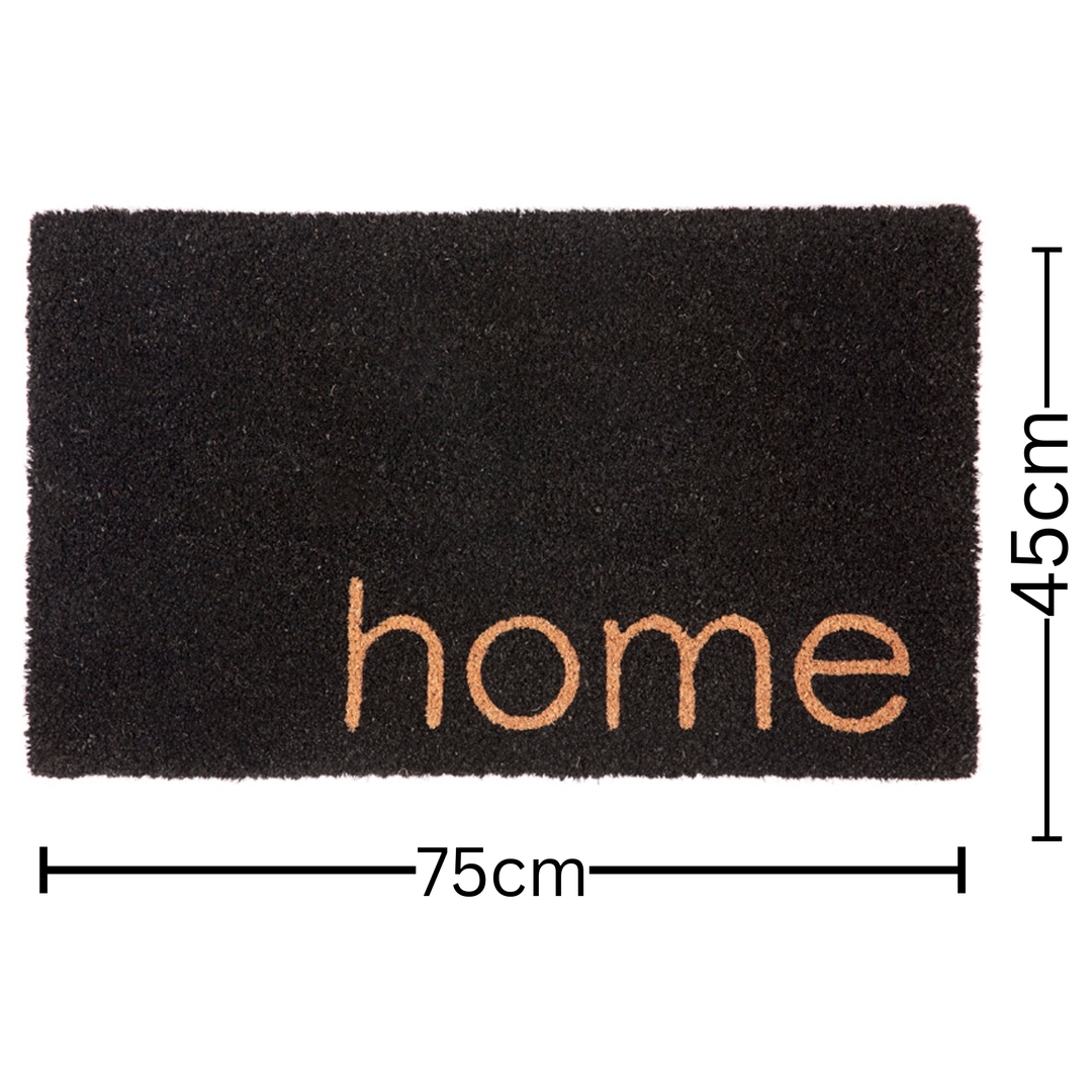 Black Home PVC Backed Coir Doormat