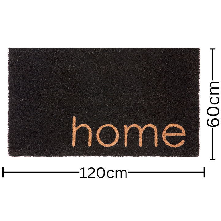 Black Home PVC Backed Coir Doormat