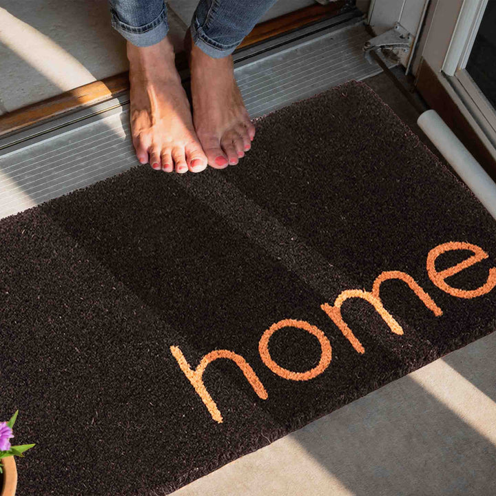 Black Home PVC Backed Coir Doormat