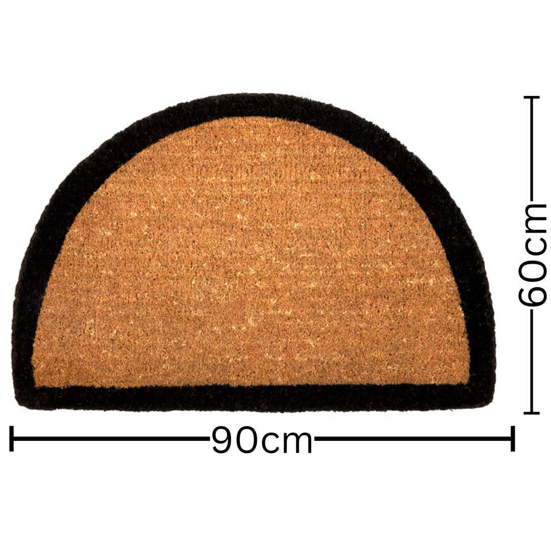 60x90 cm Black Border and Plain Natural Half Round Coir Doormat