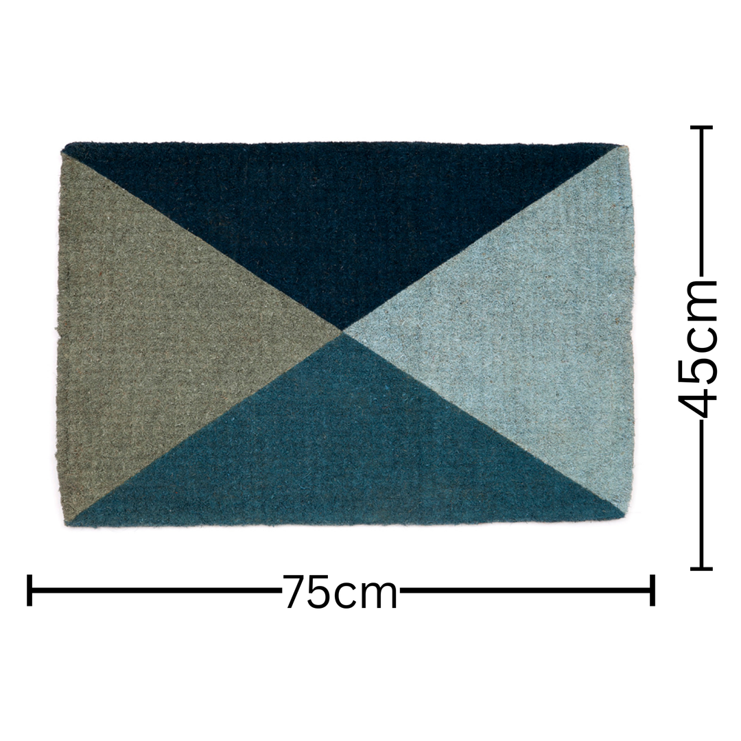 Blue Flag Geometrical Thick Coir Doormat