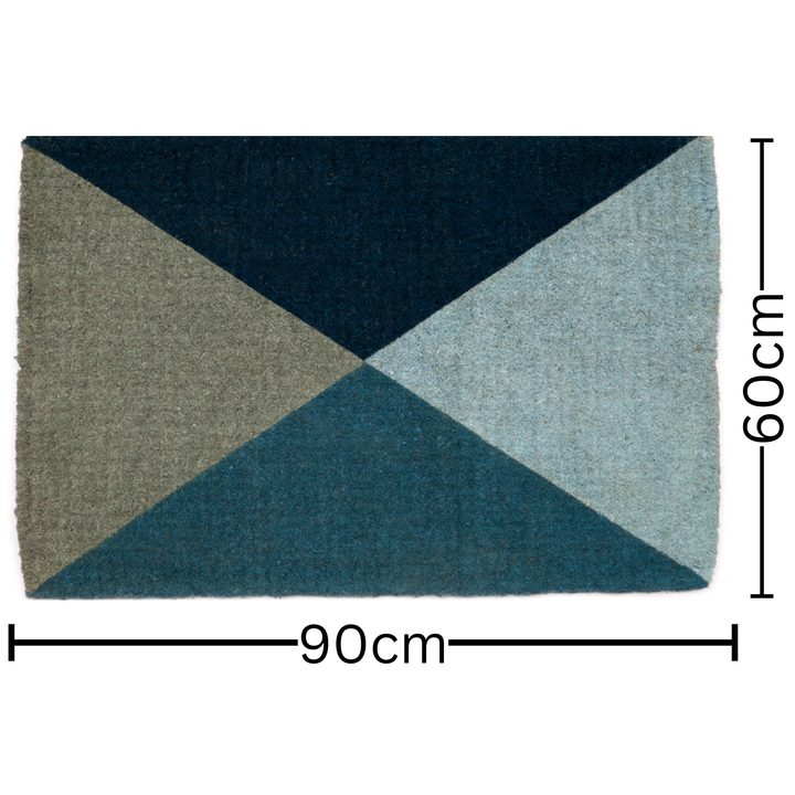 Blue Flag Geometrical Thick Coir Doormat