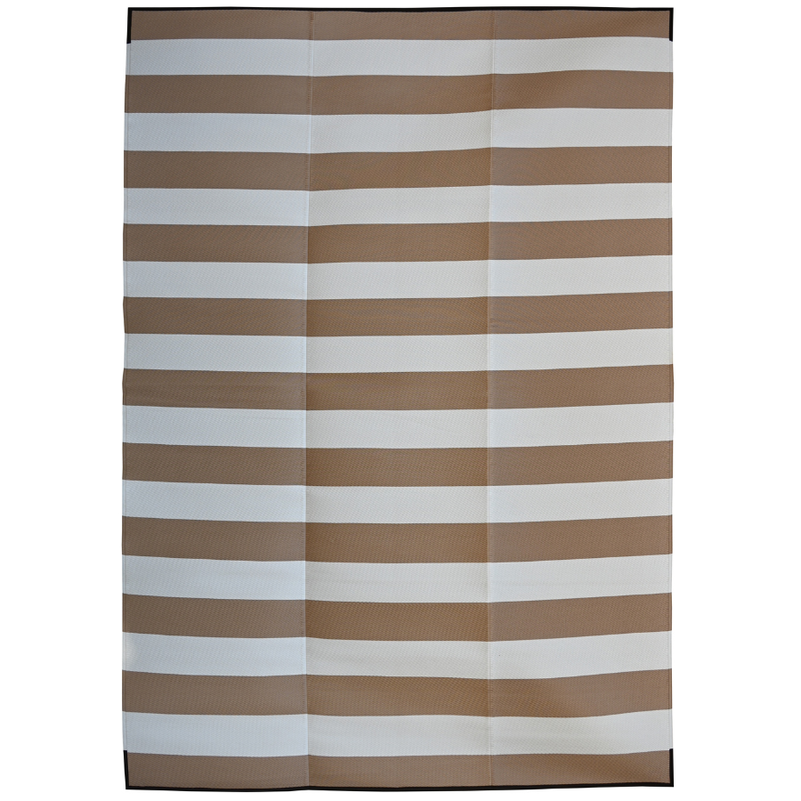 Brittany Beige & White Stripes Foldable Waterproof Large Camping Mat - 270x360 CM