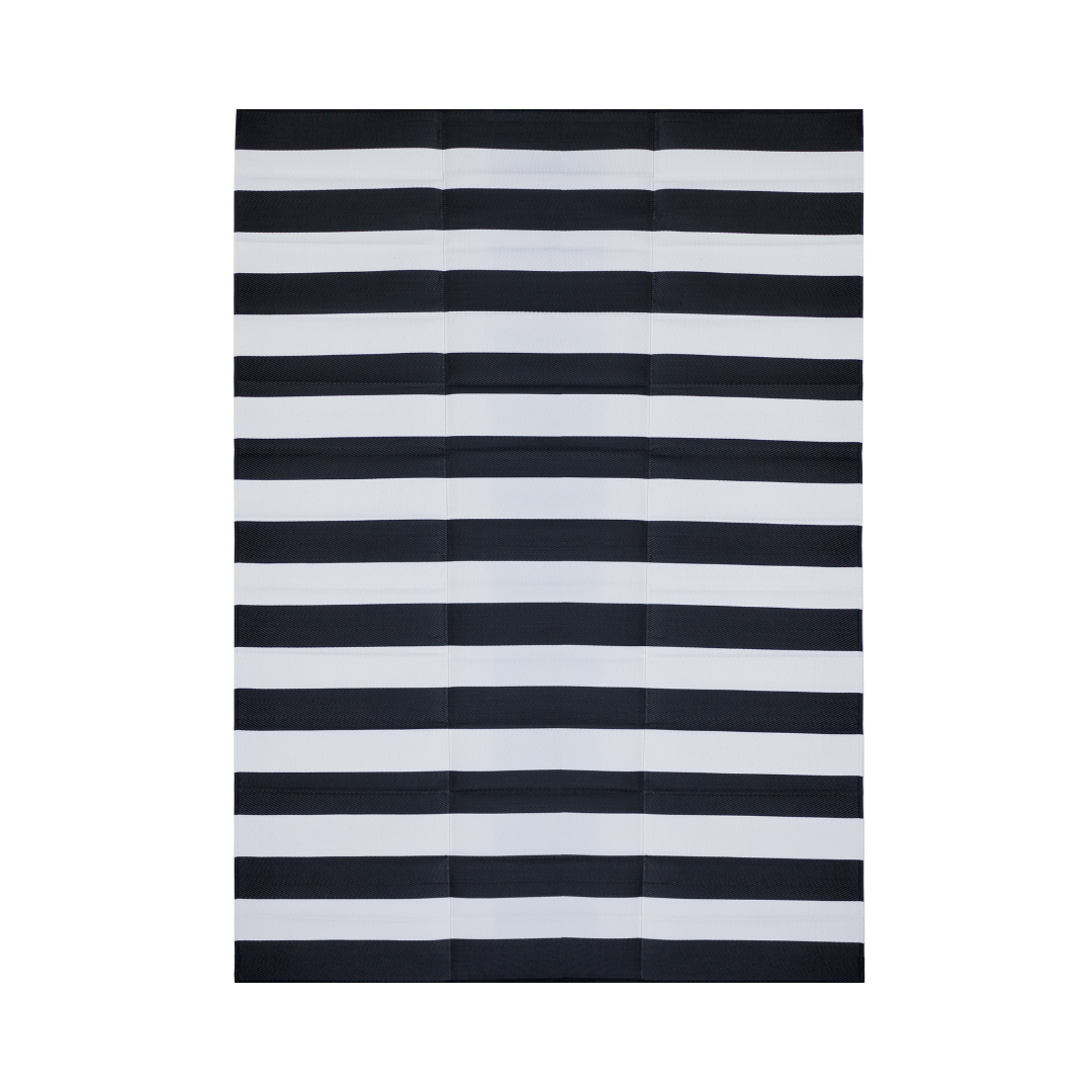 Brittany Black & White Stripes Foldable Waterproof Large Camping Mat - 270x360 CM