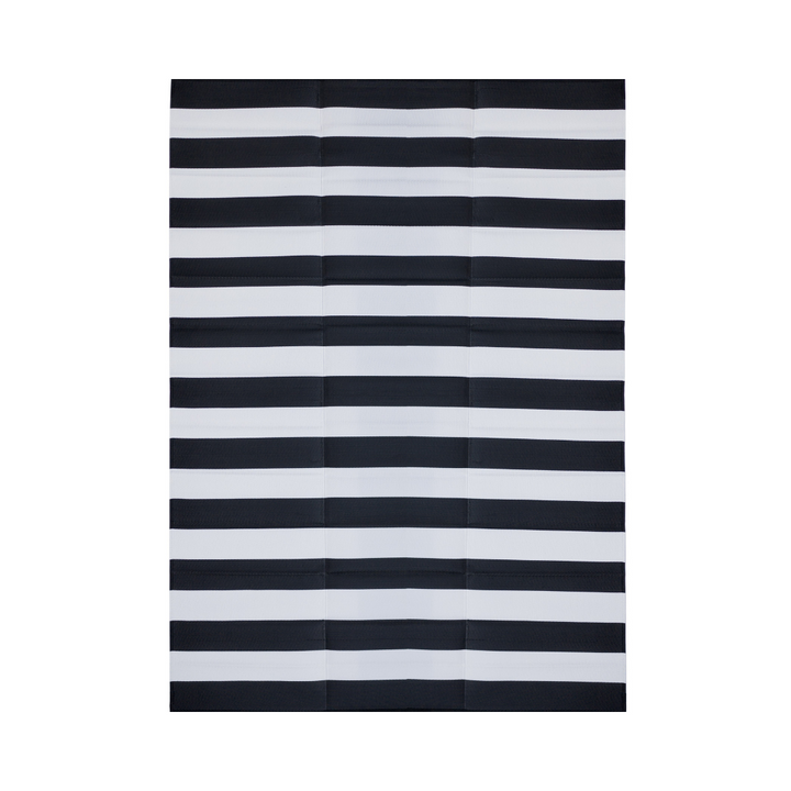 Brittany Black & White Stripes Foldable Waterproof Large Camping Mat - 270x360 CM