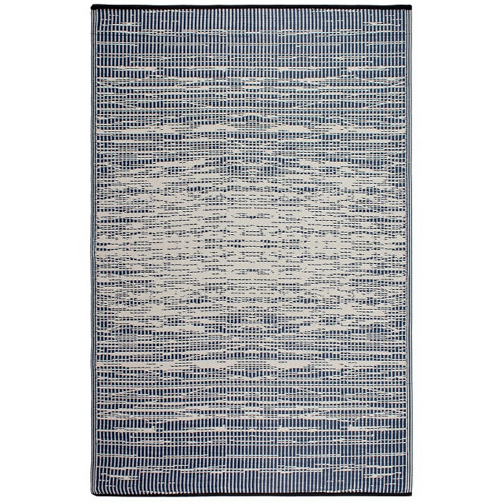 Brooklyn Navy and White Modern Recycled Plastic Reversible Outdoor Rug