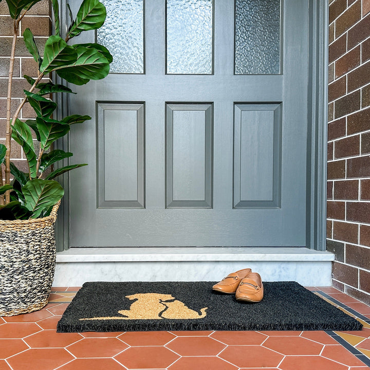 Buddies Black and Natural pvc backed coir doormat