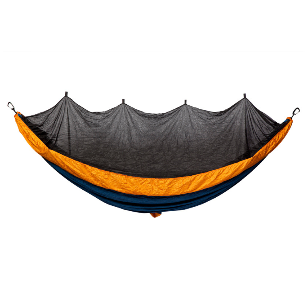 Bug Net Hammock - Majoilica Blue Body & Dark Cheddar Border