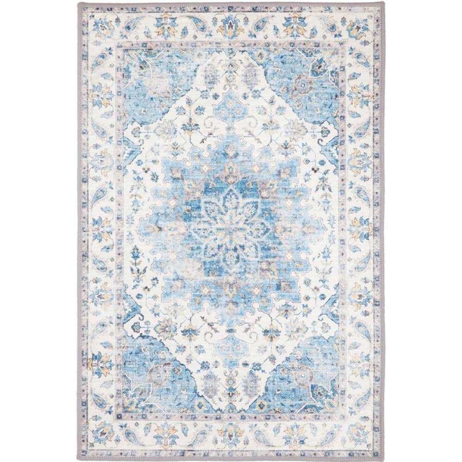 Conrad Blue Traditional Distressed Non Slip Rug