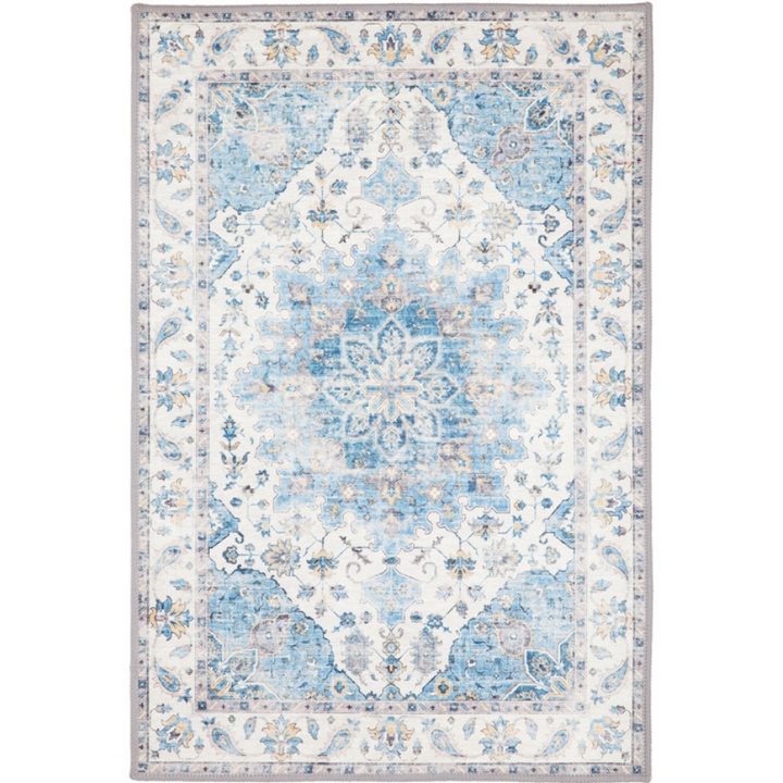 Conrad Blue Traditional Distressed Non Slip Area Rug