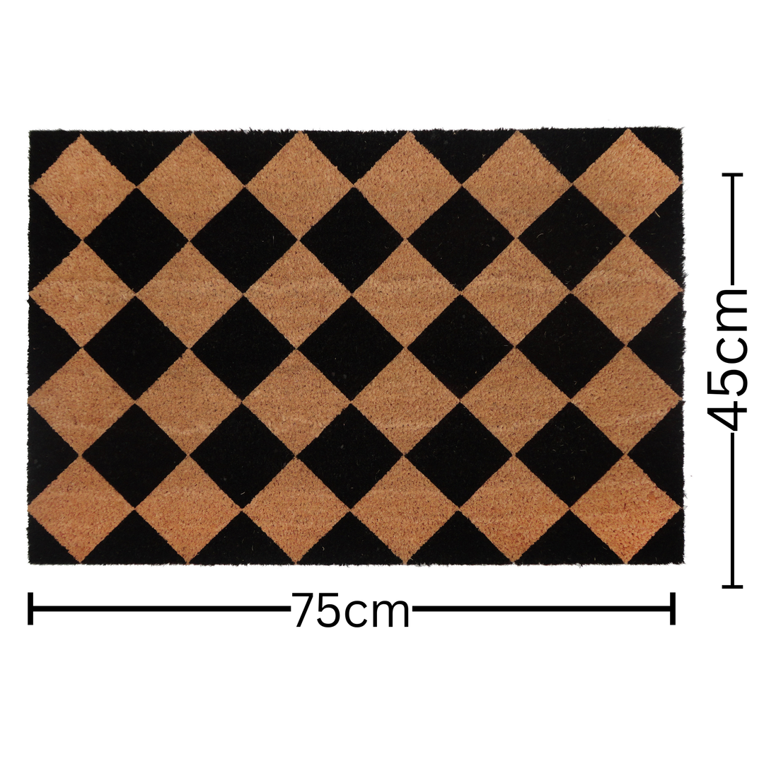 Diamond Pattern Black and Natural PVC Backed Doormat