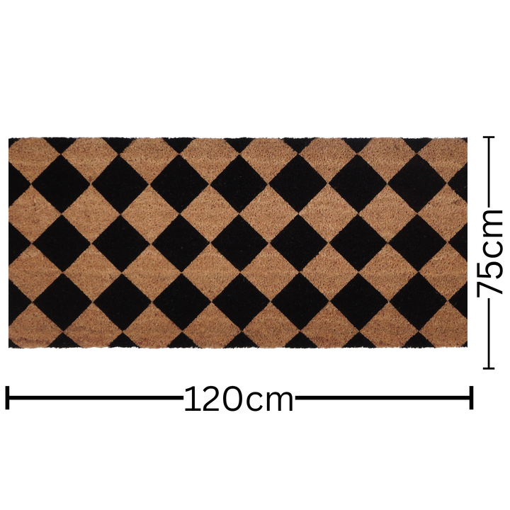 Diamond Pattern Black and Natural PVC Backed Doormat