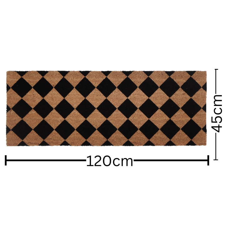 Diamond Pattern Black and Natural PVC Backed Doormat