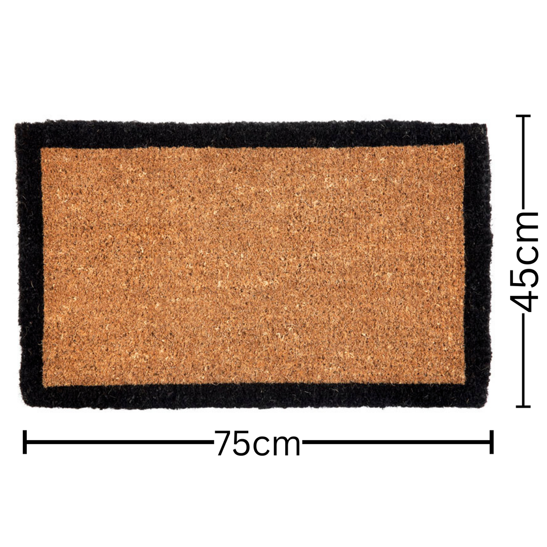 Four Corners Black Border and Natural Coir Doormat