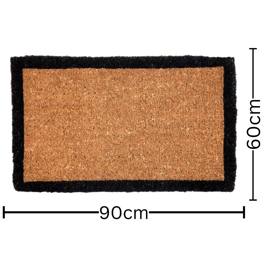 Four Corners Black Border and Natural Coir Doormat