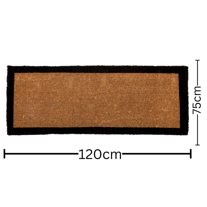 Four Corners Black Border and Natural Coir Doormat