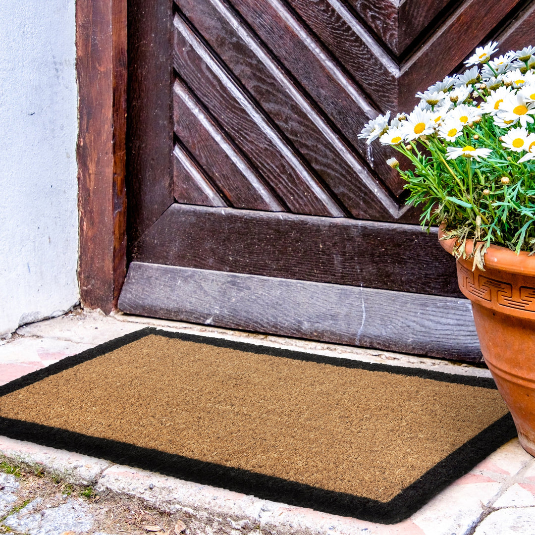 Four Corners Black Border and Natural Long Doormat