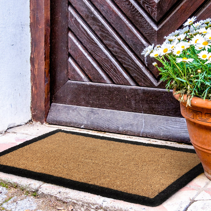 Four Corners Black Border and Natural Long Doormat