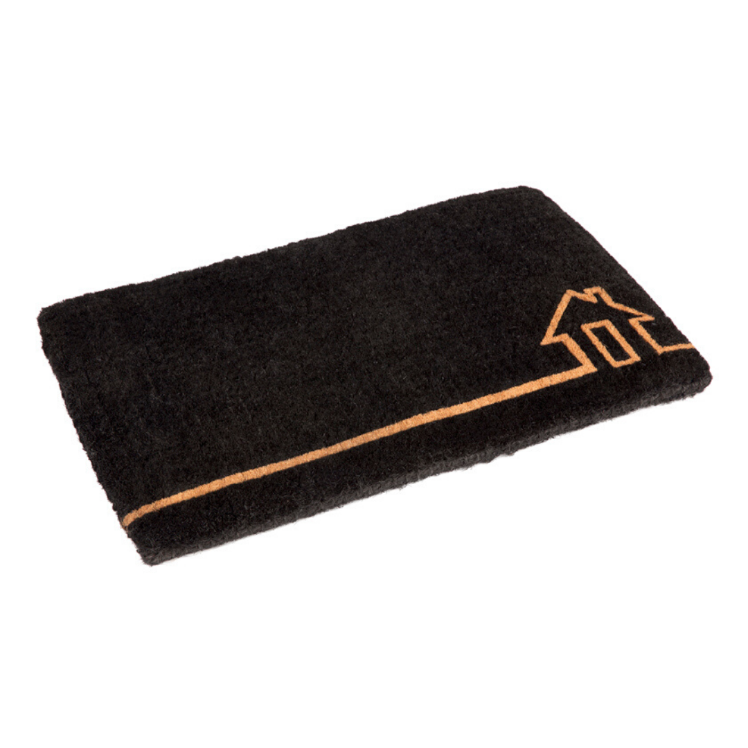 Ghar Black and Natural Coir Doormat