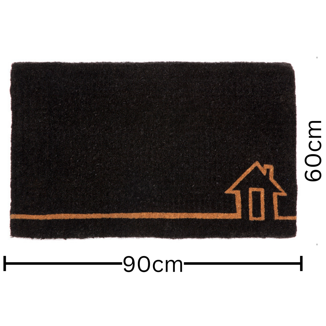 Ghar Black and Natural Coir Doormat