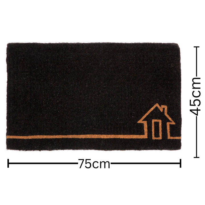 Ghar Black and Natural Coir Doormat