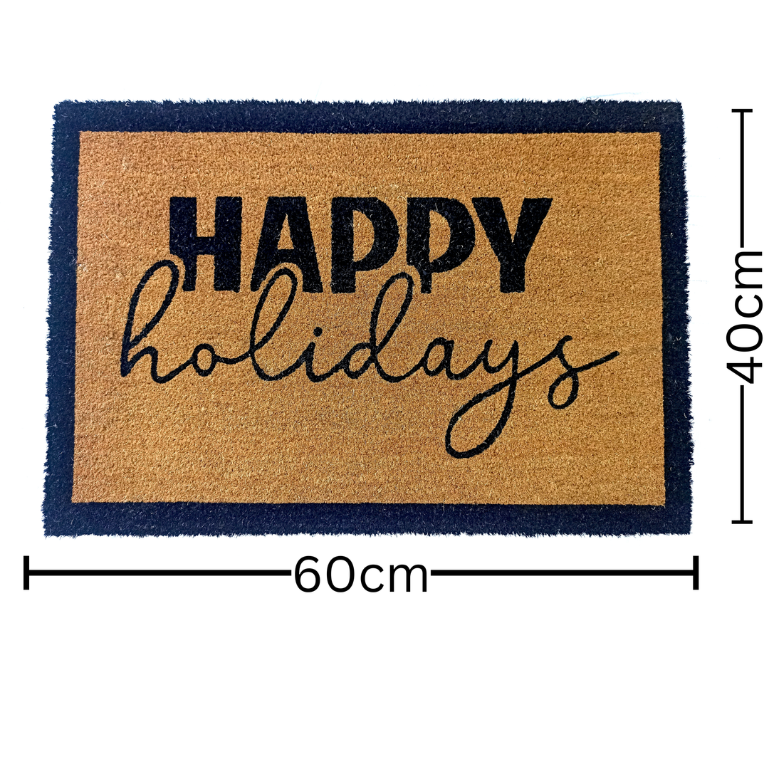 Happy Holidays PVC Backed Coir Doormat