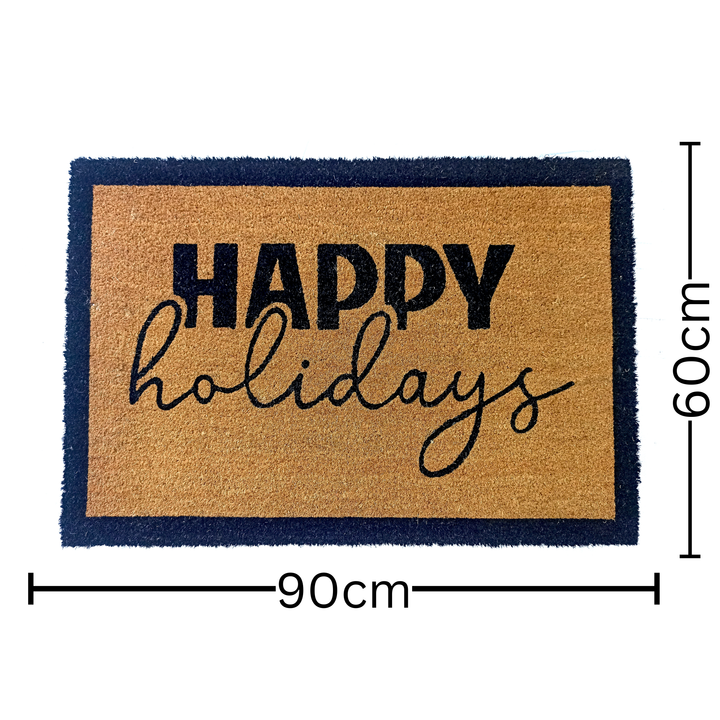 Happy Holidays PVC Backed Coir Doormat