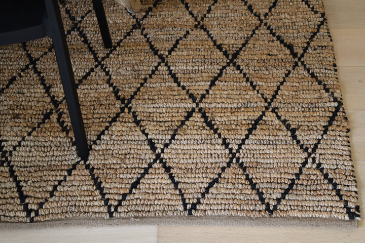 Anant Black and Natural Diamond Jute Area Rug