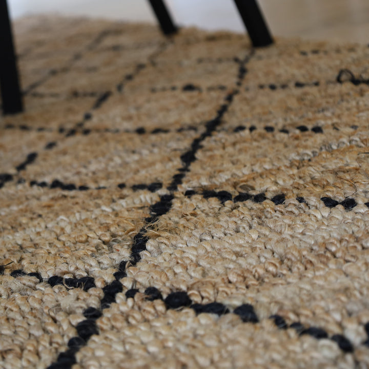 Anant Black and Natural Diamond Jute Rug