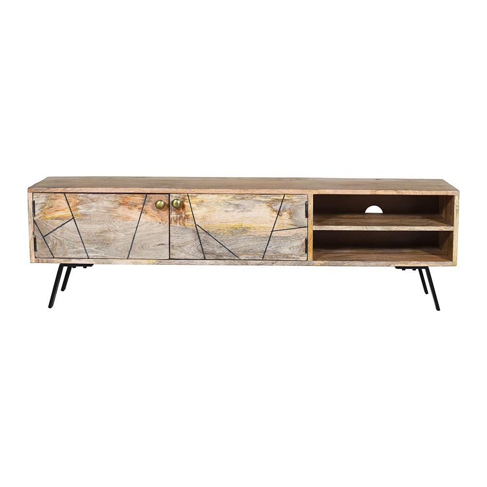 Leia 2 Doors Mango Wood 140 cm Modern Entertainment TV Unit Stand with Storage