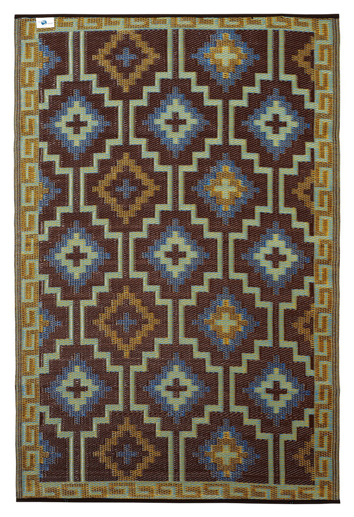 Lhasa Royal Blue and Chocolate Brown Outdoor Rug