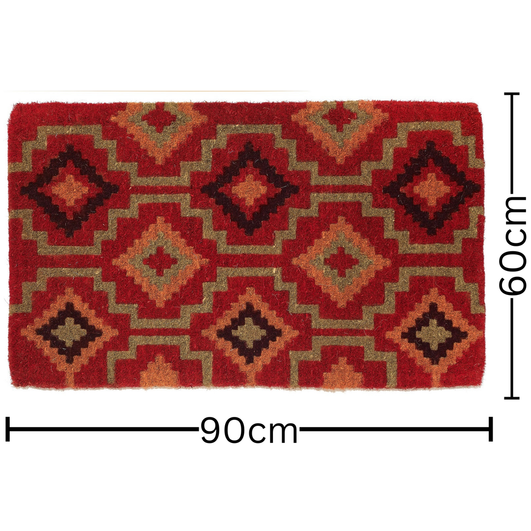 Lhasa Red and Natural Thick Coir Doormat