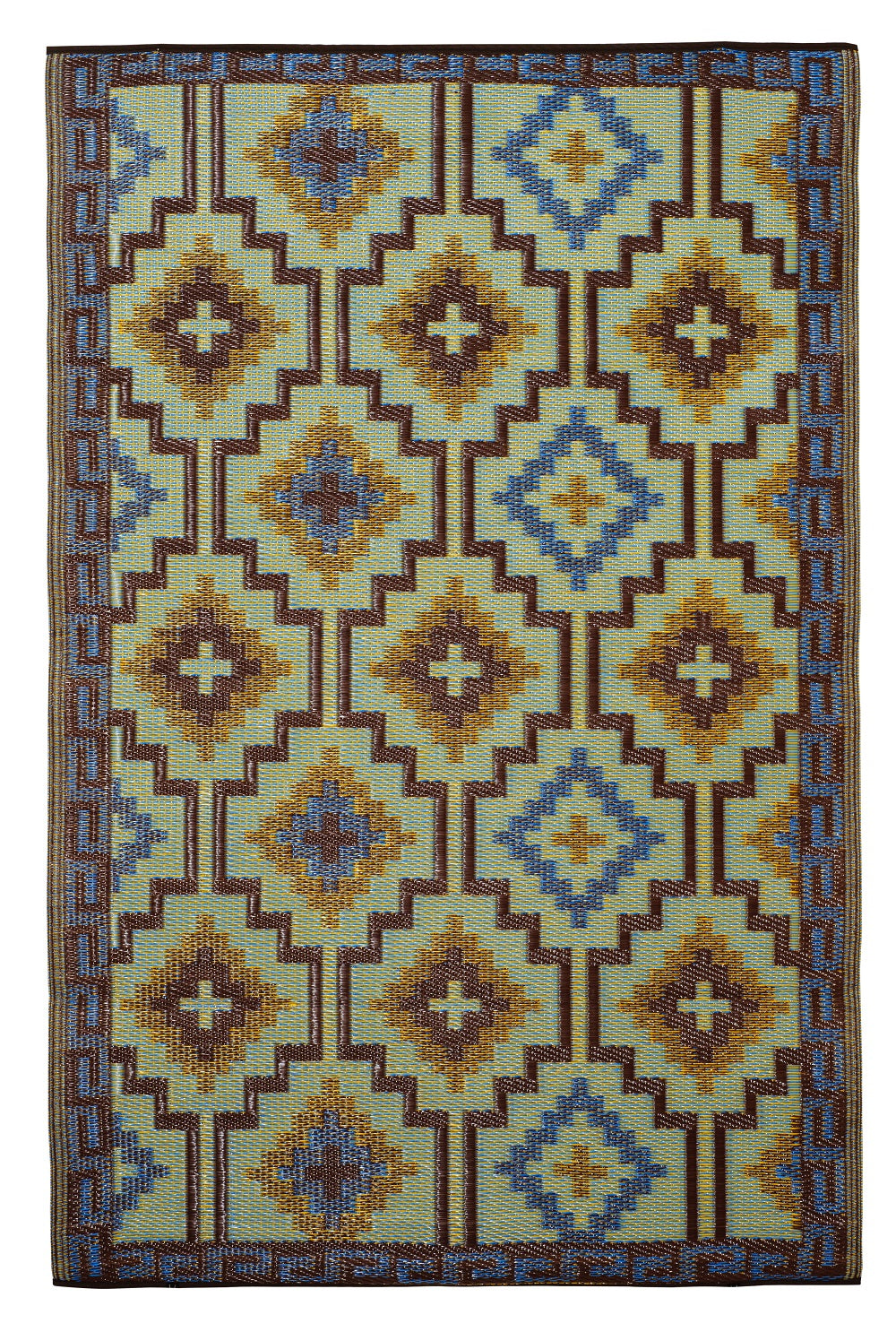 Lhasa Royal Blue and Chocolate Brown Outdoor Rug