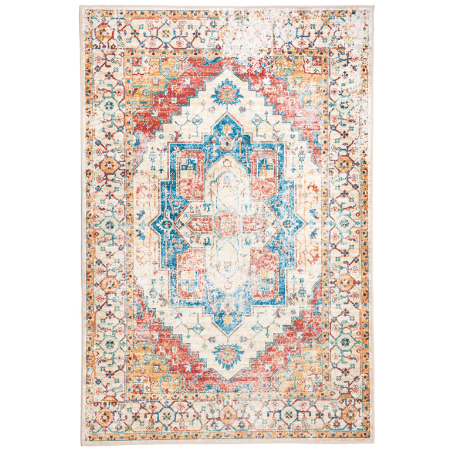 Maja Multicoloured Traditional Distressed Non Slip Large Rug