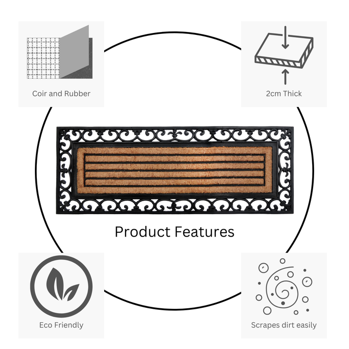 Nautica Striped Rubber Bordered Long Coir Doormat (45X120cm)