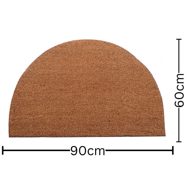 Nubra Natural Plain Half Round PVC Backed Coir Doormat