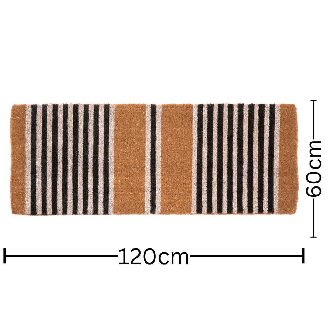 Nui Striped Coastal Coir Extra Long Front Door Mat